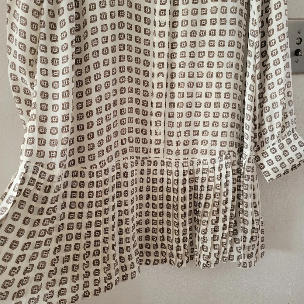 J. Crew New Amelia Shirt Dress in Foulard Print - Large Tall - ivory, black - Picture 10 of 13